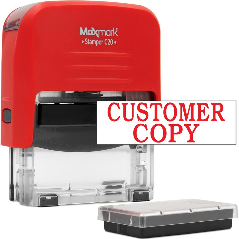 Customer Copy Self Inking Stamp Printer 20 with 2 Pads  Red Ink