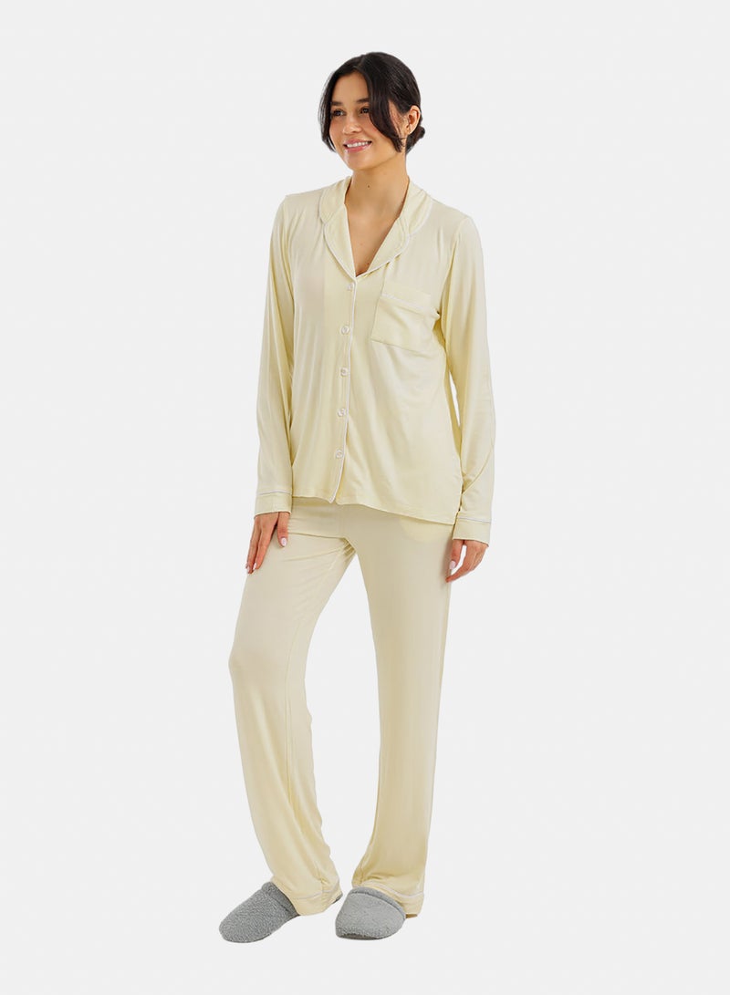 Carina Contrast-Pipe Pyjama Set - Image 3