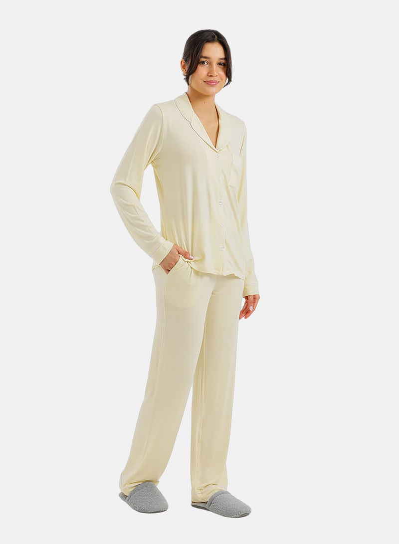 Carina Contrast-Pipe Pyjama Set - Image 2