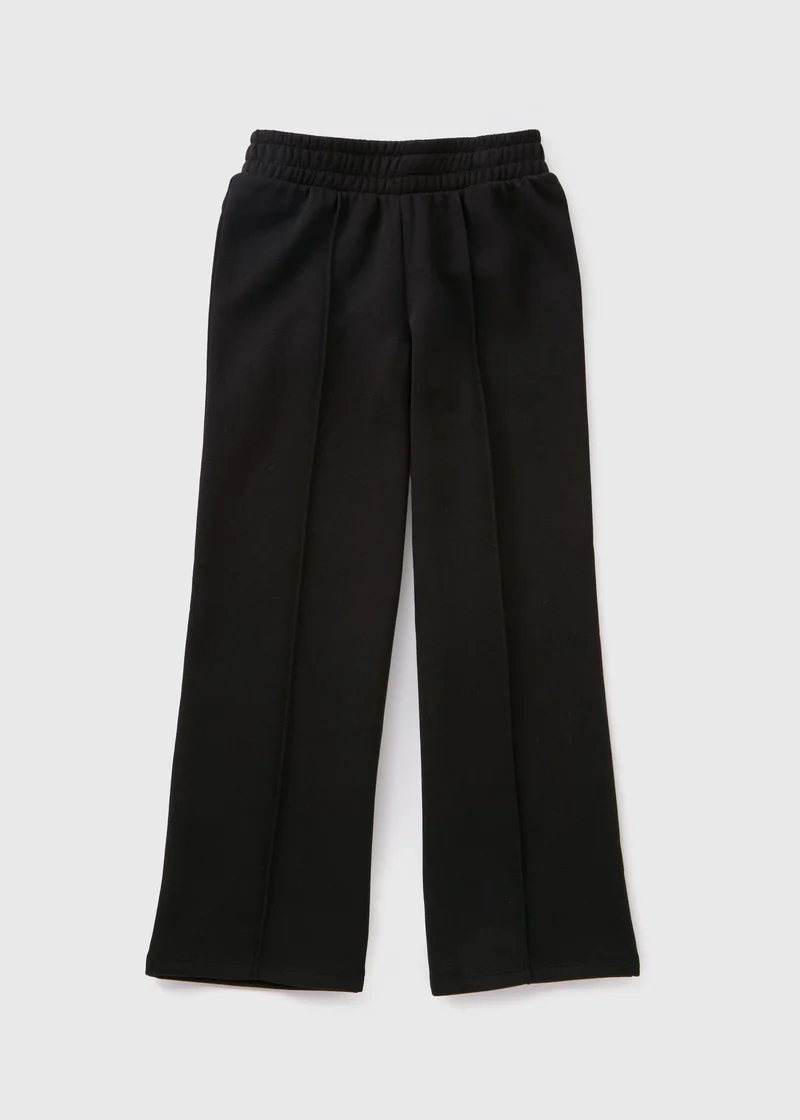 Matalan Girls Black Wide Leg Jogging Bottoms