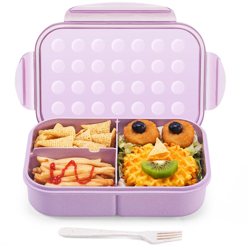 MISS BIG Bento Box Bento Box for Kids Lunch Box Kids Ideal Leakproof Kids Lunch Box Lunch Containers No BPAs and Chemical Dyes M/W D/W & Fridge Safe(1150ml Purple) - Image 1