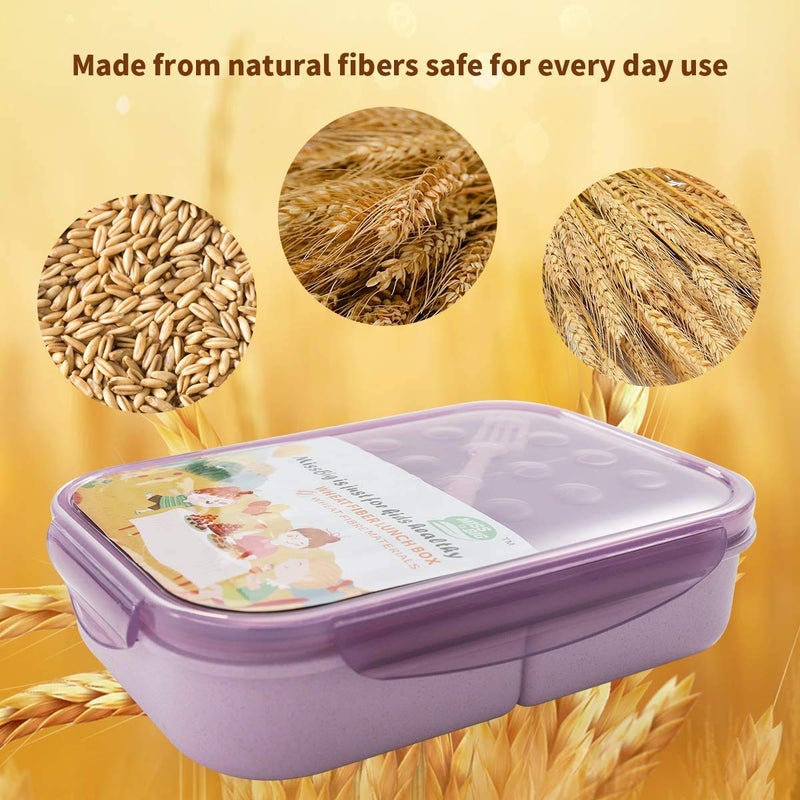 MISS BIG Bento Box Bento Box for Kids Lunch Box Kids Ideal Leakproof Kids Lunch Box Lunch Containers No BPAs and Chemical Dyes M/W D/W & Fridge Safe(1150ml Purple) - Image 4