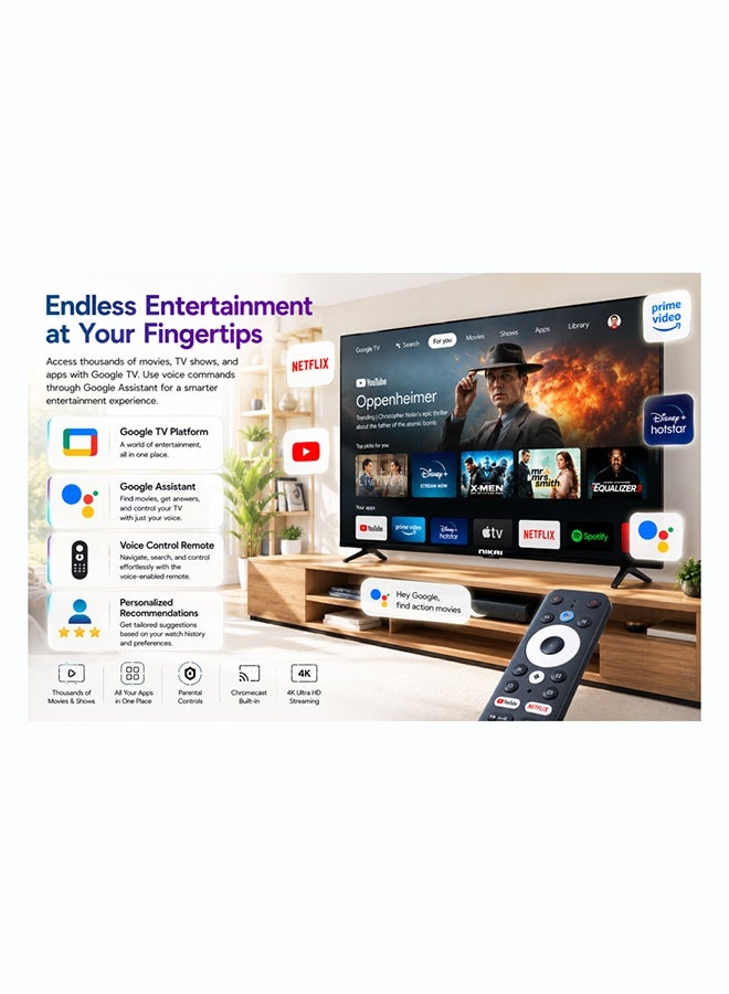 NIKAI 100-inch QLED 4K Google TV | 144Hz Gaming Series Motion, Dolby Vision & Atmos, HDR10+, Bluetooth, Smart LED TV, Netflix, Prime Video, Disney, YouTube, Google Play Store Best for Gaming Experience | 100NIKQLED 100NIKGOOGLE144 Black - Image 5