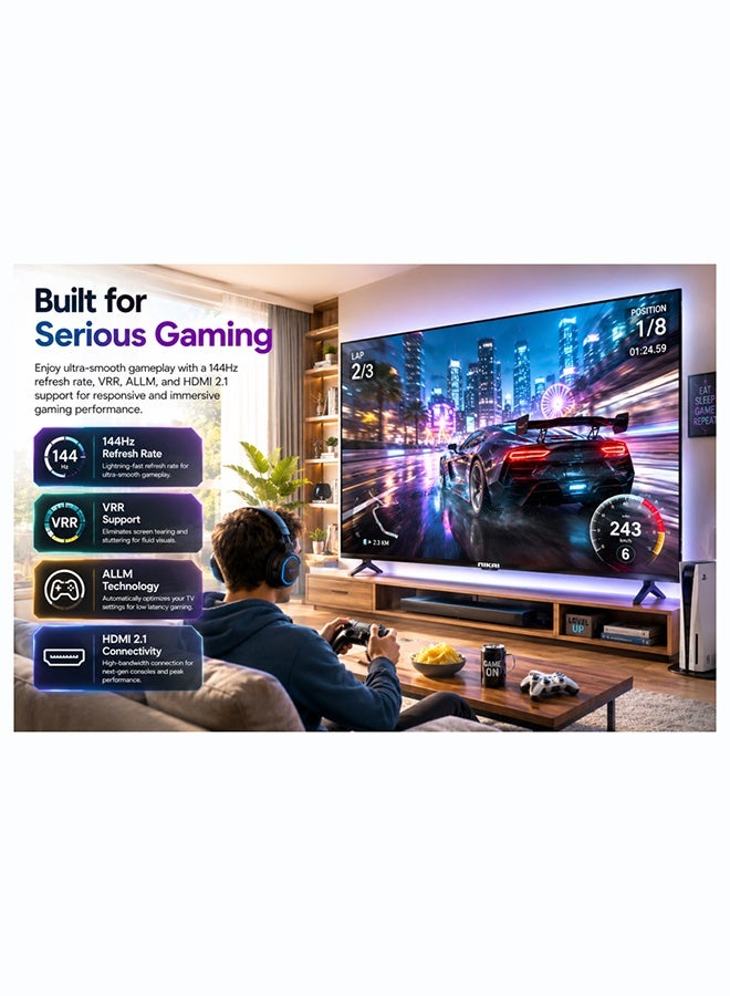 NIKAI 100-inch QLED 4K Google TV | 144Hz Gaming Series Motion, Dolby Vision & Atmos, HDR10+, Bluetooth, Smart LED TV, Netflix, Prime Video, Disney, YouTube, Google Play Store Best for Gaming Experience | 100NIKQLED 100NIKGOOGLE144 Black - Image 4