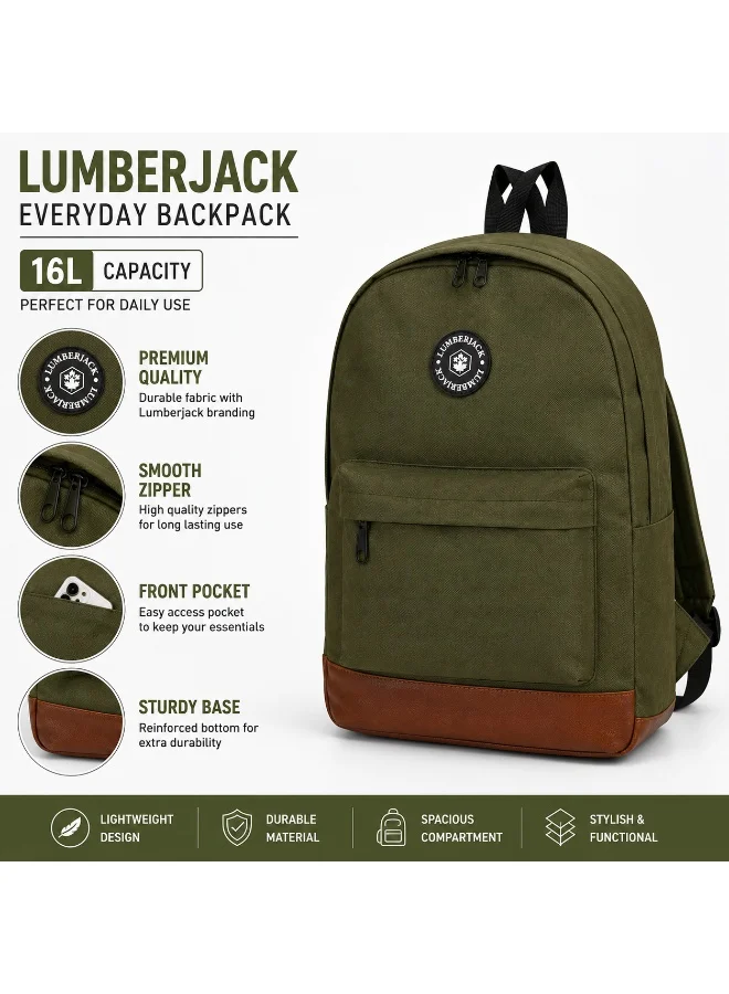 Lumberjack Lumberjack 16L Backpack for Men & Women, Lightweight Everyday Bag with Laptop Compartment, Front Pocket & Durable Polyester