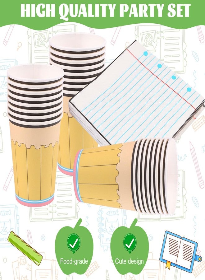JOFONY 100 PCS Back to School Party Supplies Tableware Set,Serves 25-Disposable Apple Paper Plates, Notebook Napkins，Paper Cup and Forks for Teacher Appreciation Back to School Decorations - Image 4