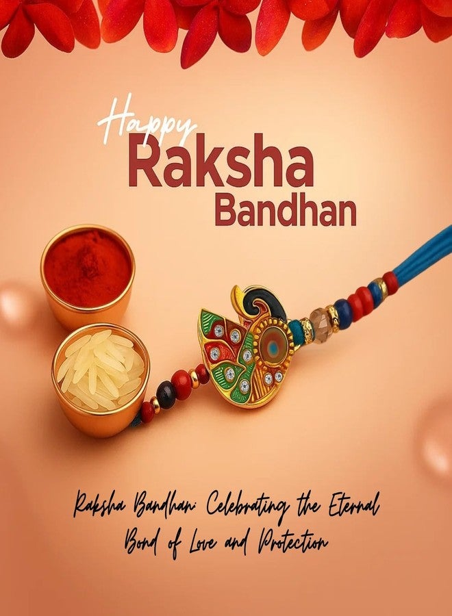 Sage Square Rakhi for Brother, Bhai with Roli Chawal | Raksha Bandhan | Designer Beads, Stones, Decorative Work | Stylish Handcrafted Rakhi Gifting for Sibling Festival Celebration (Type 12) - Image 2