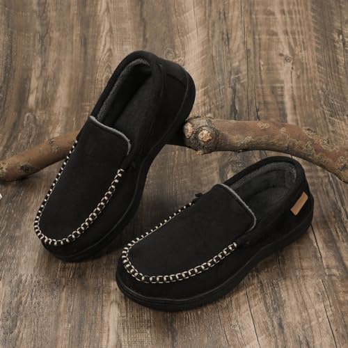 Zigzagger Men's Moccasin Slippers Memory Foam House Shoes, Indoor and Outdoor Warm Loafer Slippers, Vanta, 9 M US - Image 2