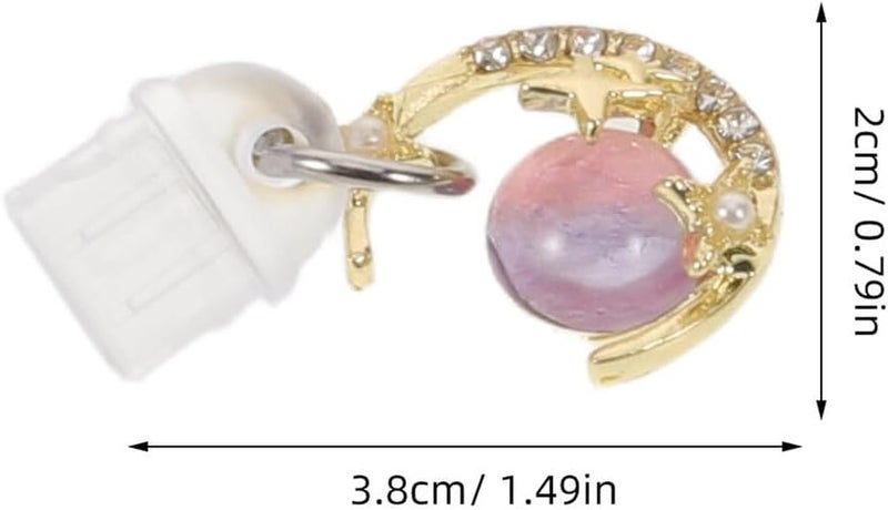 12pcs Type-c Dust-Proof Plug Charms with Star, Moon, Heart Pendants Phone Charging Port Protector Accessories for Mobile Devices - Image 2