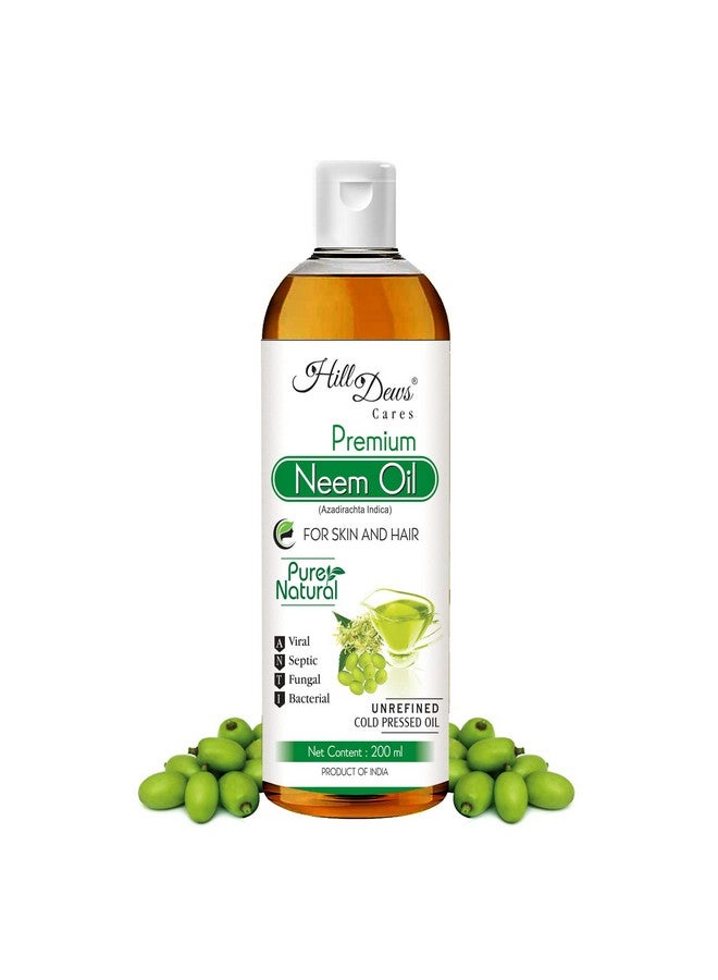 HillDews Neem Oil (200Ml) Pure Natural Unrefined Cold Pressed For Skin And Hair - 200 Ml - Image 1