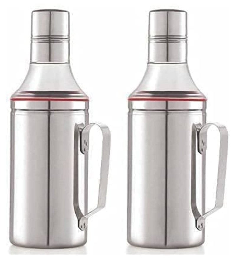 STEEPLE 1000ml Stainless Steel Oil Dispenser with Handle 1 Litre Pack of 2