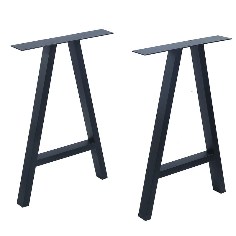 Womio 2Pcs Metal Furniture Legs Rustic Decory A Shape Table LegsDesk LegsHeavy Duty Dining Table LegsIndustrial ModernBlackH28 x L175 inchs - Image 1