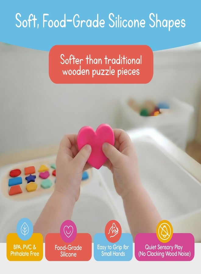 7 Days of Play Shape Puzzle for Kids, Sensory Bin Insert for Sensory Tables, Silicone Geometric Shapes, Wooden Fine Motor Learning Toy by 7 Days of Play - Image 2