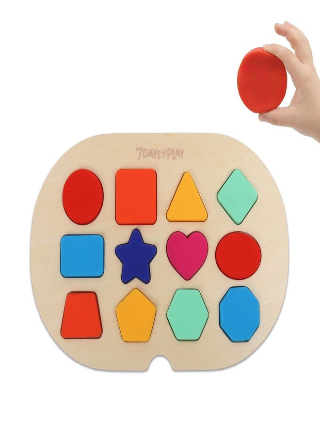 7 Days of Play Shape Puzzle for Kids, Sensory Bin Insert for Sensory Tables, Silicone Geometric Shapes, Wooden Fine Motor Learning Toy by 7 Days of Play - Image 1