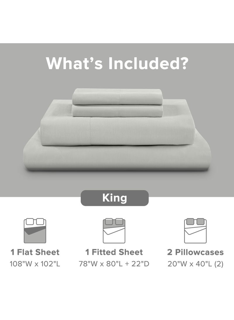 Comfort Spaces Comfort Spaces Extra Deep Pocket Sheets  100% Cotton Sheets King Fits up to 24"" Mattress  Breathable  Naturally Cool Cotton Sheets  Soft Cotton Sheets  All Seasons Sheet Set  Grey 4 Piece  - Image 3