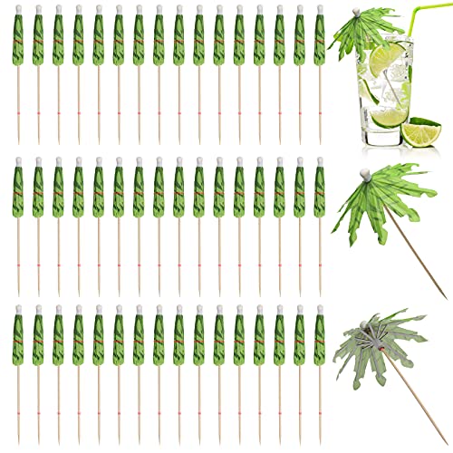 Coolrunner 50pcs Cocktail Umbrellas for Drinks, Coolrunner Coconut Palm Tree Umbrella Toothpicks, Tropical Umbrella Decorations for Drinks Cocktail Cupcake Fruit - Add a Great Addition to Themed Party - Image 1