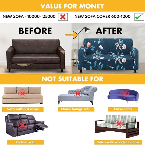 Bigkart Elastic Sofa Covers for 2 Seater Sofas | Polyster-Spandex, Stretchable, Sofa Covers for Single, Double and Triple Seater Sofas - Image 5
