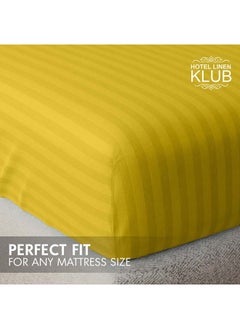 Hotel Linen Klub Stripe Microfiber Mustard Fitted Sheet Queen 150x200 cm  - Image 4