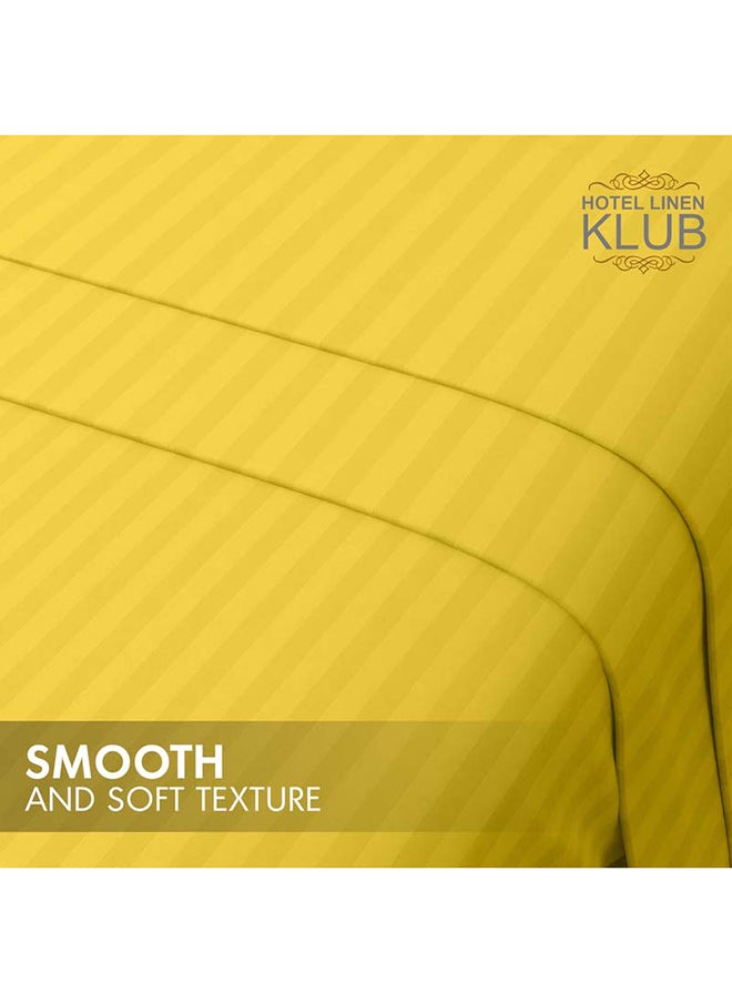 Hotel Linen Klub - Stripe Microfiber Mustard Fitted Sheet Queen 150x200 cm - Image 1