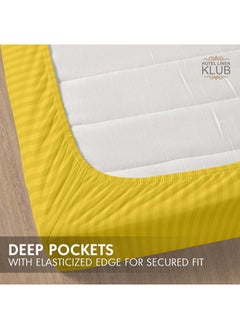 Hotel Linen Klub Stripe Microfiber Mustard Fitted Sheet Queen 150x200 cm  - Image 3
