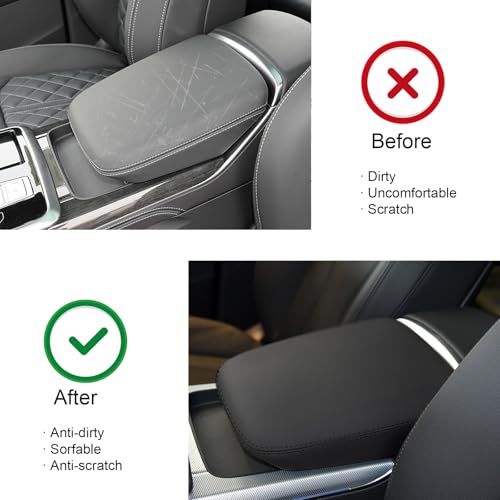 faccaibbg Center Console Cover for Audi Q8 2019-2025 (Black) Armrest Cover for 2019 2020 2021 2022 2023 2024 2025 Audi Q8 Accessories - Image 3