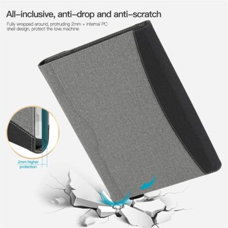 غطاء نحيف للجيب Samsung Galaxy Tab S11 Ultra مقاس 14.6 بوصة للاستخدام على طراز الكمبيوتر المحمول، جلد صناعي رمادي مع خاصية النوم/الاستيقاظ التلقائي وحامل قلم رصاص مدمج - Image 5