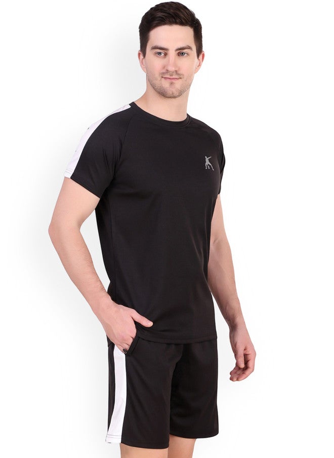 PREEN Black Solid T-Shirt & Shorts Co-Ord Set - Image 4