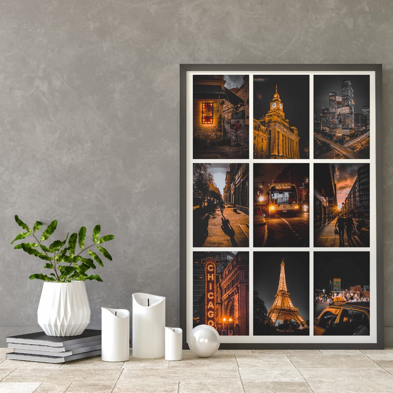 Kongsy Black Orange Wall Collage Kit - صور جمالية لديكور الغرفة العصرية - 50 ٪ من المطبوعات الفنية في الشارع 4x6 بوصة - أورانج أنيقة جدار - Image 5