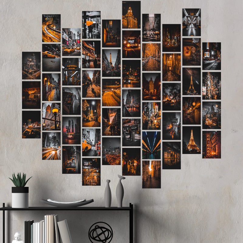 Kongsy Black Orange Wall Collage Kit - صور جمالية لديكور الغرفة العصرية - 50 ٪ من المطبوعات الفنية في الشارع 4x6 بوصة - أورانج أنيقة جدار - Image 4