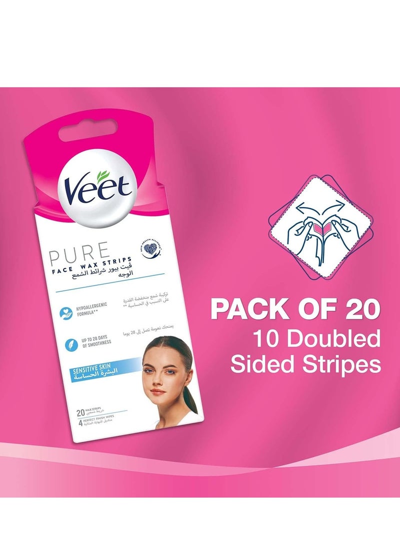 شرائح شمعية لإزالة شعر الوجه للبشرة الحساسة، 20 شريحة - Image 3
