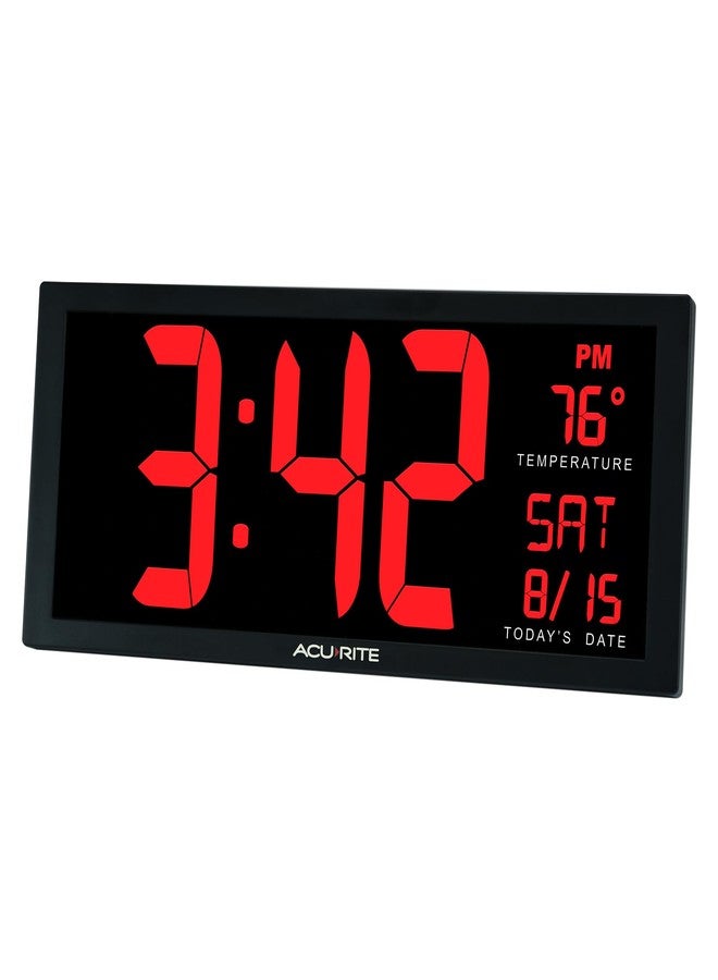 AcuRite 14.5" Large Digital LED Oversized Wall Clock with Date and Temperature, Perfect for Home or Office (75127M), Red - Image 5