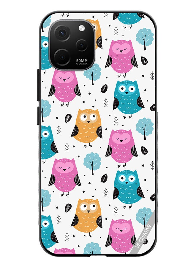 VR CREATIVE Protective Case Cover For Huawei Nova Y61 Owls Seamless Pattern Design Multicolour - Image 1