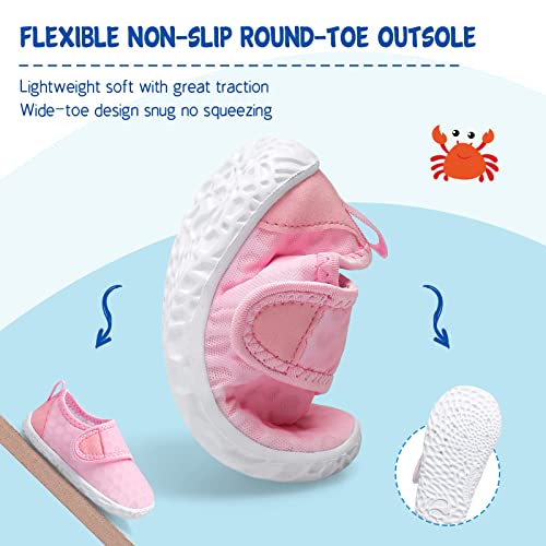 LeIsfIt Boys Girls Water Shoes Kids Aqua Socks Toddler Quick-Dry Beach Swimming Shoes Lightweight Breathable Non-Slip Summer Outdoor Sport Water Slippers Pink 9 Toddler - Image 5