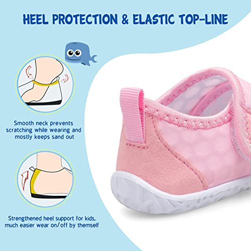 LeIsfIt Boys Girls Water Shoes Kids Aqua Socks Toddler Quick-Dry Beach Swimming Shoes Lightweight Breathable Non-Slip Summer Outdoor Sport Water Slippers Pink 9 Toddler - Image 4