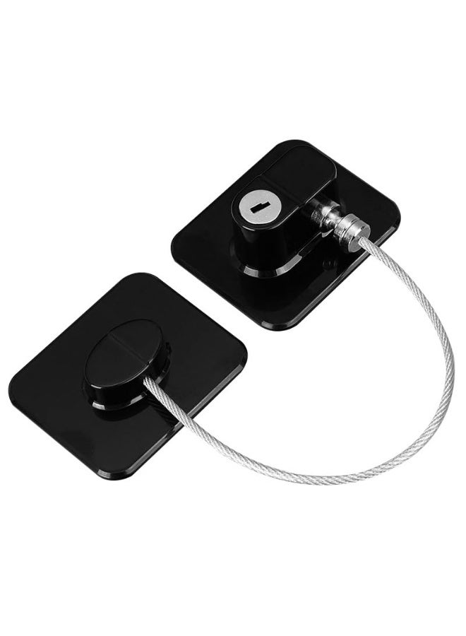 JZS Refrigerator Lock, Heavy Duty Combination Fridge Lock, for Fridge, Cabinets, Window, Drawers and Child Safety Cabinet Lock, Strong Non-Marking Adhesive No Drilling,1 Pack,Square-Black