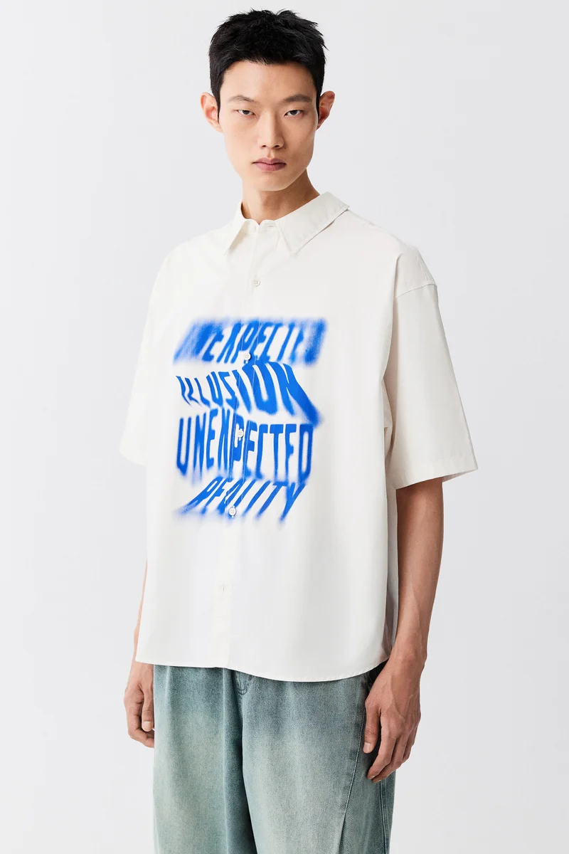 H&M  Loose Fit Printed Cotton shirt for Men | Best Price UAE