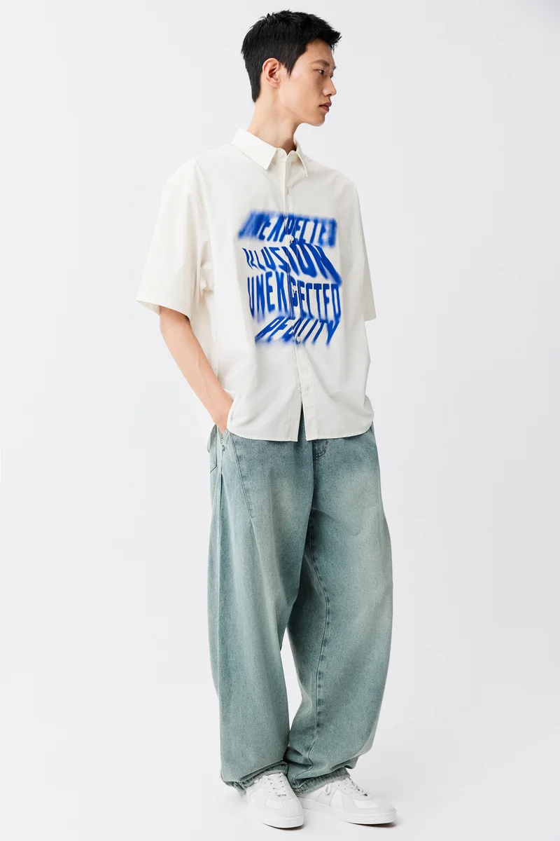 H&M  Loose Fit Printed Cotton shirt for Men | Best Price UAE