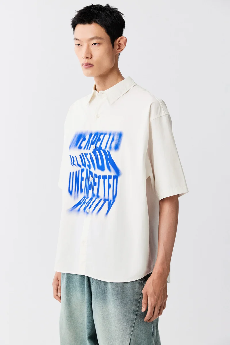 H&M  Loose Fit Printed Cotton shirt for Men | Best Price UAE
