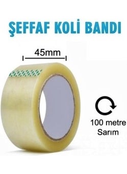 Evrenplast 6 Pieces of Strong Glue Adhesive Superior Quality 45MM x 100 Meters Clear Wrap Acrylic Box Tape  - Image 3