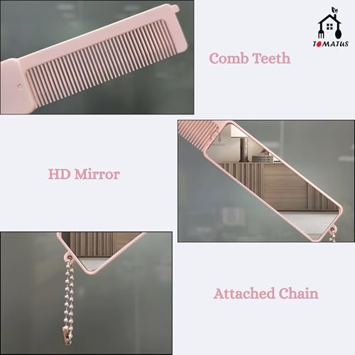 TOMATUS Foldable Pocket Comb with Mirror (Pack of 2) — Compact Travel Hair Comb for Men & Women | 2-in-1 Mini Folding Comb with Keychain | Lightweight Portable Hair Styling Comb for Travel, Office & Daily Use | All Hair Types (White) - Image 5