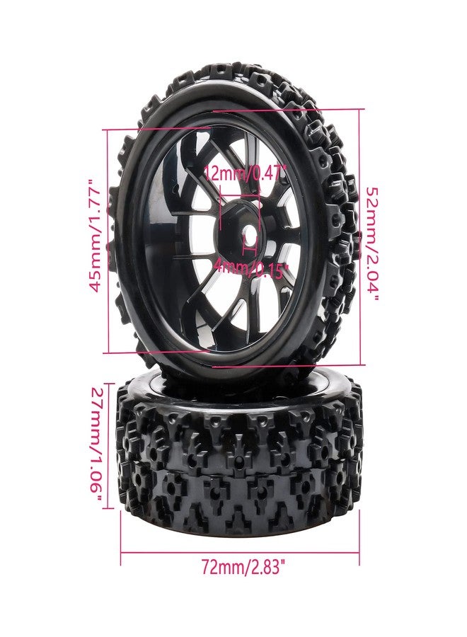 JIUWU 4 Pcs Black 1:10 Scale RC Tires Wheel Rims Crossing Rubber On Road Parts - Image 3