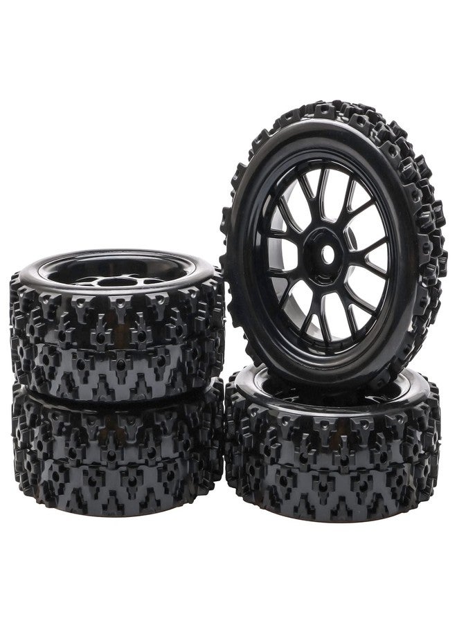 JIUWU 4 Pcs Black 1:10 Scale RC Tires Wheel Rims Crossing Rubber On Road Parts - Image 1