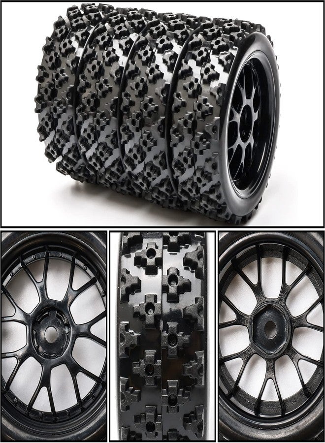 JIUWU 4 Pcs Black 1:10 Scale RC Tires Wheel Rims Crossing Rubber On Road Parts - Image 5