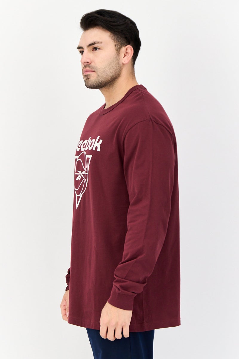 Reebok Men Sportswear Fit Long Sleeve Outdoor T-Shirt, Maroon - Image 2