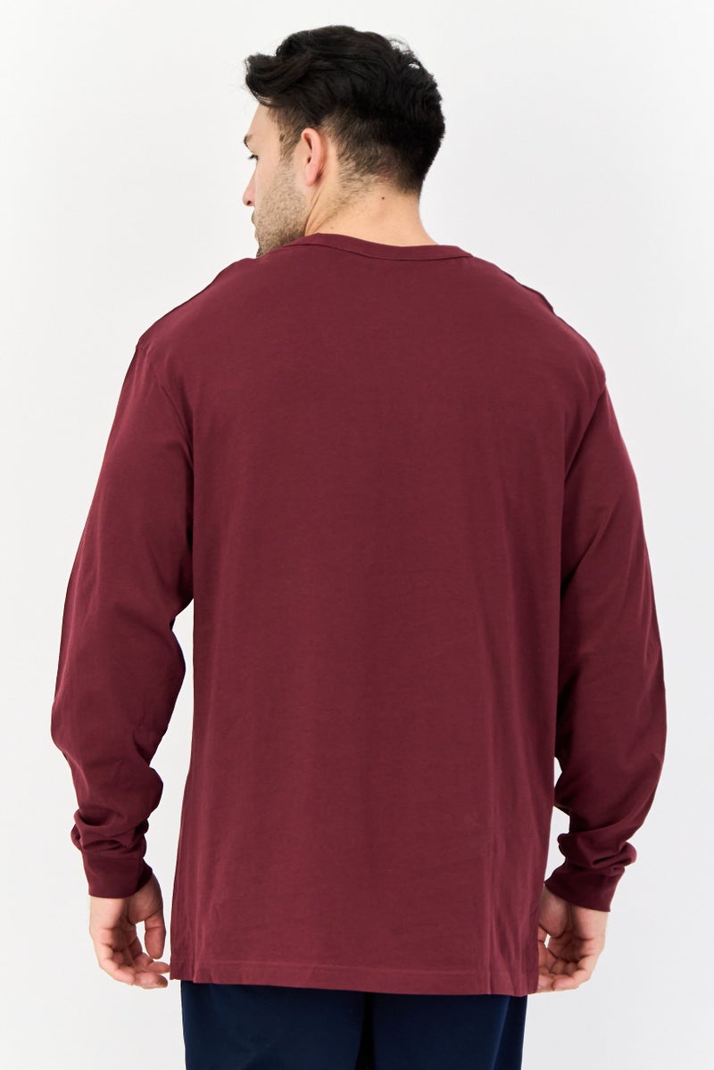 Reebok Men Sportswear Fit Long Sleeve Outdoor T-Shirt, Maroon - Image 3