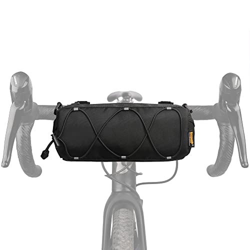 Rhinowalk Bike Handlebar Bag, Bicycle Front Bag Frame Storage Roll Bag Mountain Road Bikes Commuter Shoulder Bag Professional Cycling Accessories-Black+Black - Image 1