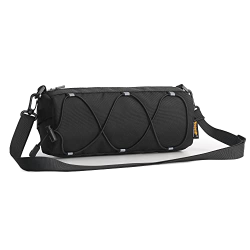 Rhinowalk Bike Handlebar Bag, Bicycle Front Bag Frame Storage Roll Bag Mountain Road Bikes Commuter Shoulder Bag Professional Cycling Accessories-Black+Black - Image 5