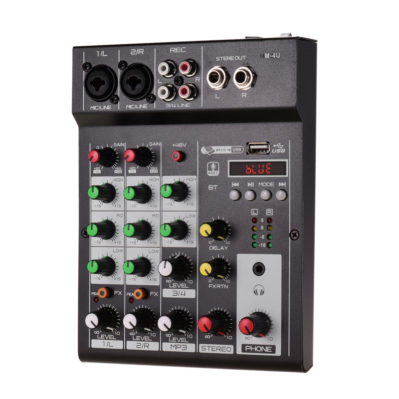 M-4U Portable 4-Channel BT Mixing Console Digital Audio Mixer Built-in Reverb Effects +48V Phantom Power 3-band EQ DC 5-12V Power Supply for Recording DJ Network Live Broadcast Karaoke - Image 1