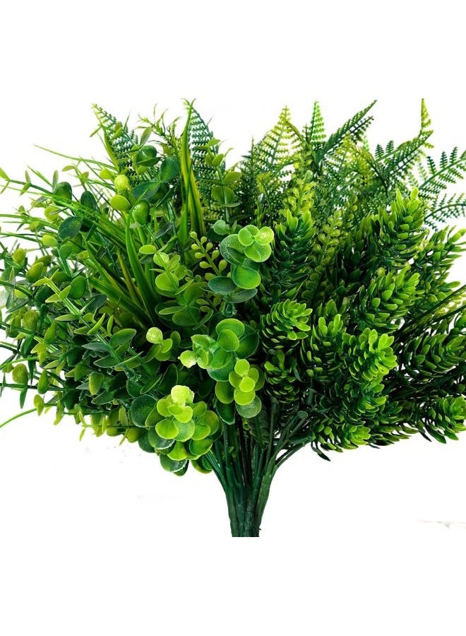 ilauke 6 Pack Artificial Greenery Stems Outdoor UV Resistant, Faux Plants for Home Decor Indoor Outside, Assorted Eucalyptus Decor & More for Vases - Image 1