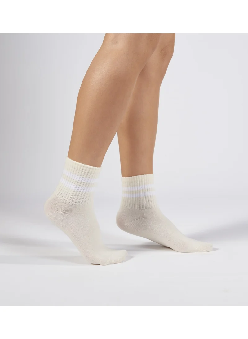 Forwena Ecru Cotton Seamless Tennis Socks